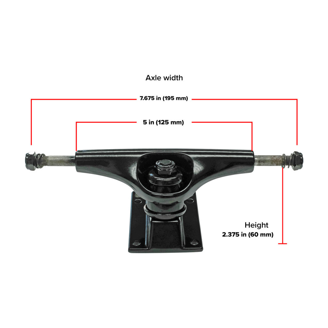 125mm / 5" Skateboard Trucks - Solid Black (Pair of 2 )